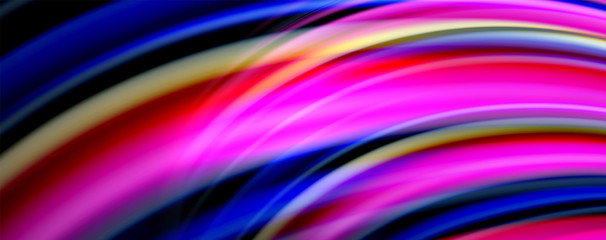 Fluid color waves with light effects, vector abstract background