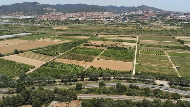 Barcelona. Aerial view in Colonia Guell and Cripta Gaudi. Santa Coloma de Cervello.Spain. 4k Drone Video