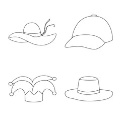 Vector design of headgear and napper logo. Collection of headgear and helmet stock vector illustration.