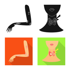 Vector design of medical and pain  symbol. Collection of medical and disease vector icon for stock.