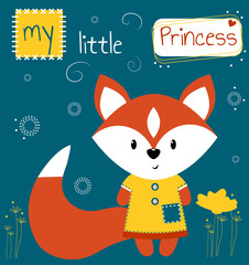Obraz na płótnie Canvas Postcard with a cute Fox. Cute character, vector design. Colorful vector background. Background with English text, animal. Funny card, phrase.