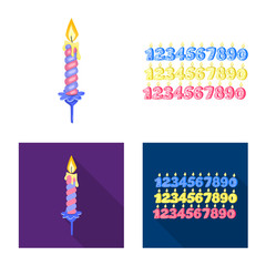 Isolated object of relaxation and flame sign. Collection of relaxation and wax stock symbol for web.