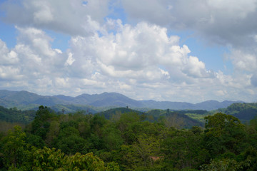 Bright background sky Fertile mountains And enjoy, with your eyes and the sky clear, in Pattani Province, Thailand