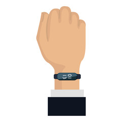 hand with smartwatch weareable technology