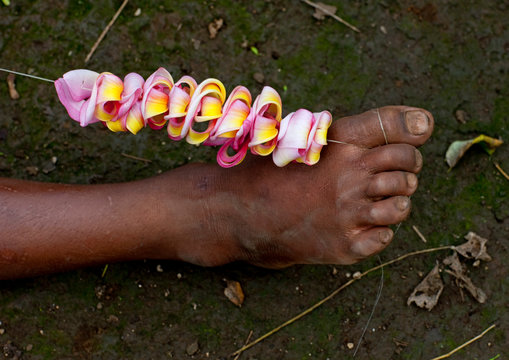 Girl Making A Flower Crown, Trobriand Island, Papua New Guinea