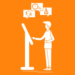 Man chooses bank transaction Finance bank services