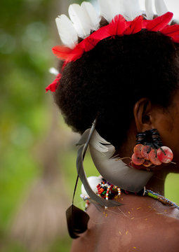 Female Tribal Dancer In Trobriand Island, Papua New Guinea