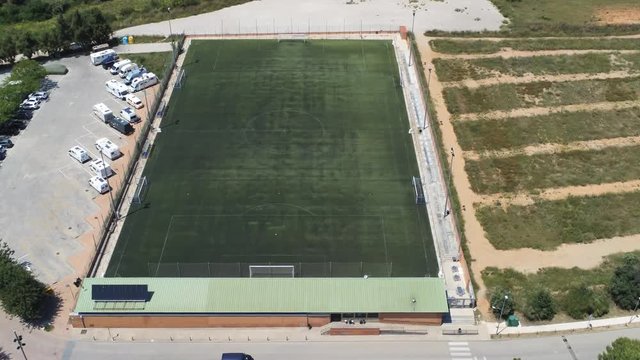 Barcelona. Aerial view in Colonia Guell and Cripta Gaudi. Santa Coloma de Cervello.Spain. 4k Drone Video