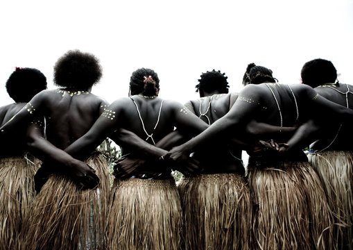Women From Autonomous Region Of Bougainville In Traditionnal Clothes, Papua New Guinea
