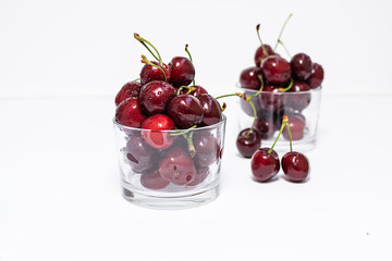 Fototapeta na wymiar Fresh organic cherries isolated on white background.