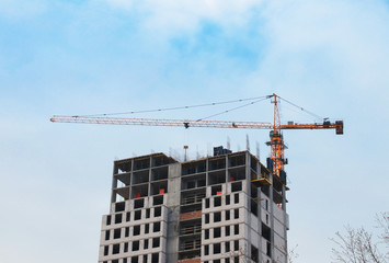 Construction crane and multi-storey building