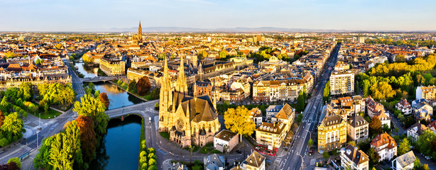 St. Paul Church and Strasbourg Cathedral - Alsace, France