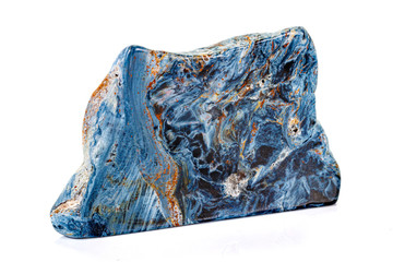 Macro stone Pietersite mineral on white background
