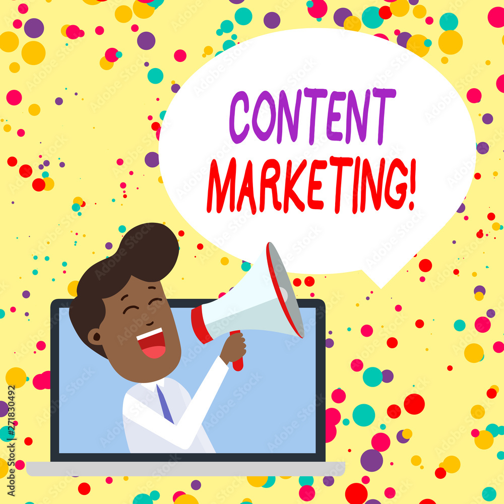 Poster conceptual hand writing showing content marketing. concept meaning involves the creation and sharing