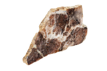Macro stone Nepheline mineral on white background