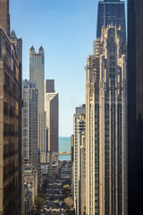 Fototapeta na wymiar Chicago skyscrapers line the fabulous Michigan Ave, 