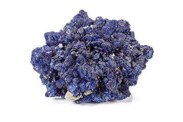 Macro stone mineral Azurite Malachite on a white background
