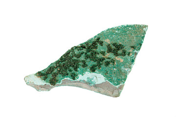 Macro stone Atacamite mineral on white background