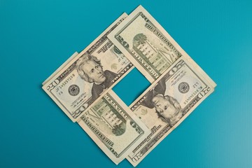 Dollars studio image. Dollar bills.