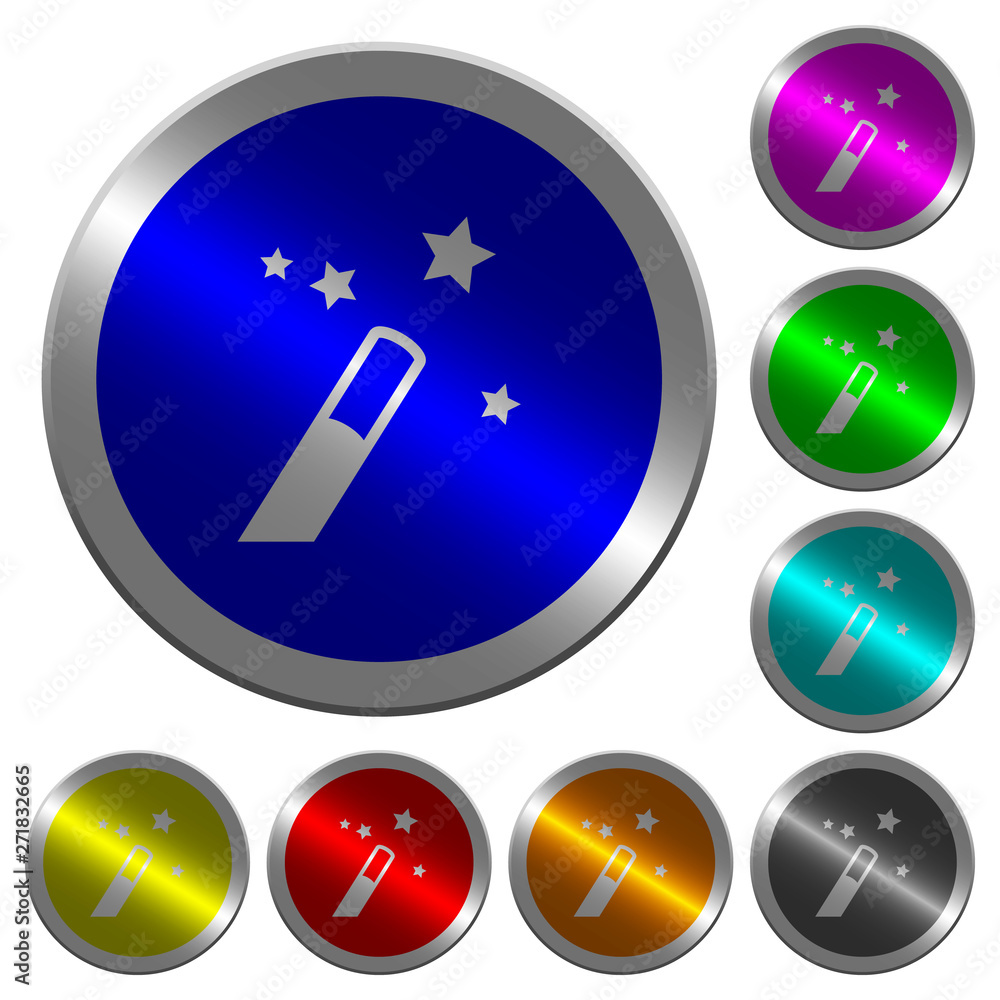 Poster magic wand luminous coin-like round color buttons