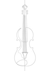 Fototapeta premium Violin Black and White One Single Continuous Line Vector Graphic Illustration