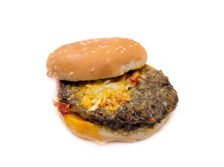 Hamburger isolated on white background. Unhealthy food.