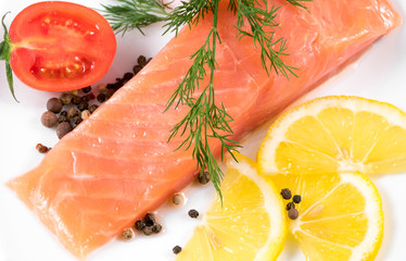 Fresh Salmon With Parsley And Lemon Slices
