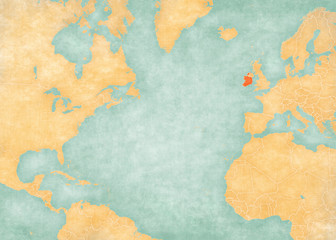 Map of North Atlantic Ocean - Ireland