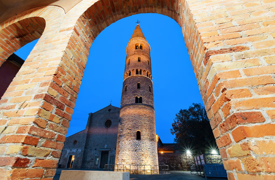 Cathedral of Caorle (Veneto Region) in the night time