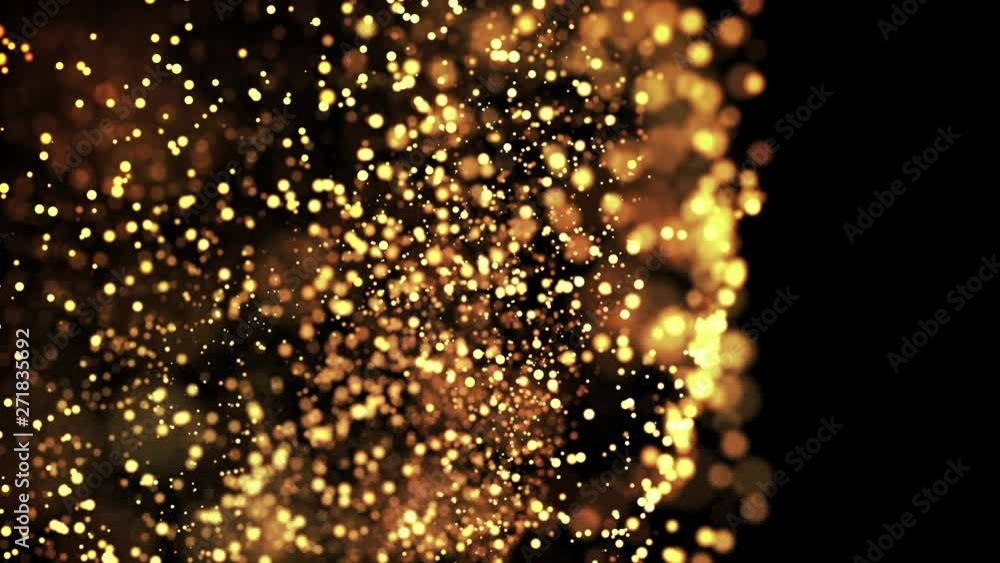 Aufkleber gold particles in liquid float and glisten. background with glittering golden particles depth of fie
