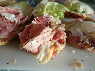 homemade praperation of sandwich bacon burgers