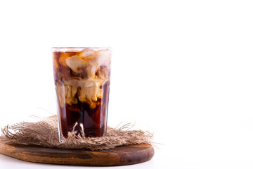 ice coffee with milk on white background