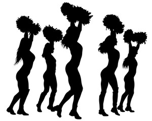 Young cheerleader in dress on white background