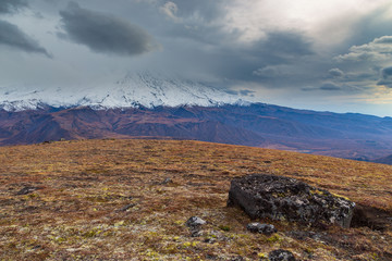 Mount Ostry Tolbachik, the highest point of volcanic complex on the Kamchatka, Russia.