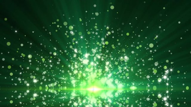 Green glitter sparkles animation on black background. 4k shiny backdrop footage.