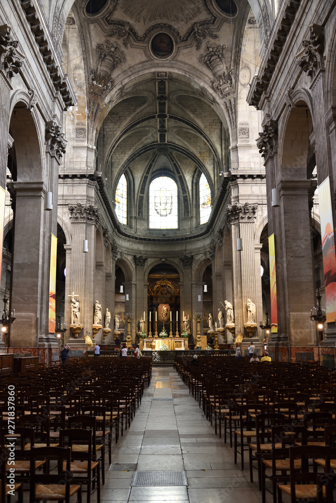 Wall mural interior of catholic church Paris France