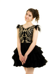 A teenage girl in a short dress.