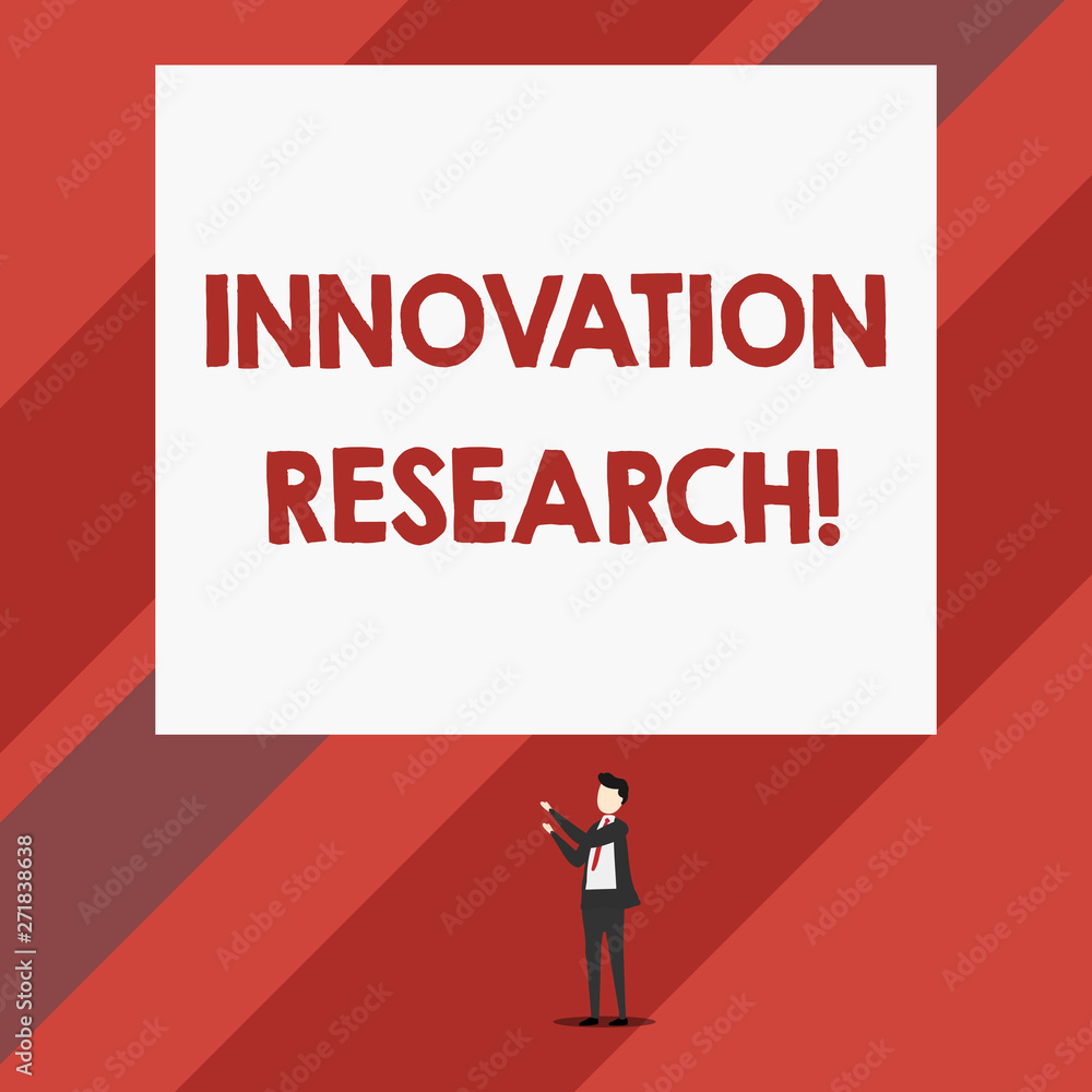 Wall mural writing note showing innovation research. business concept for existing products services come into 