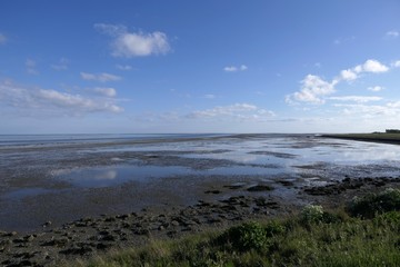 Landscape Wadden Sea, mudflats by low tide