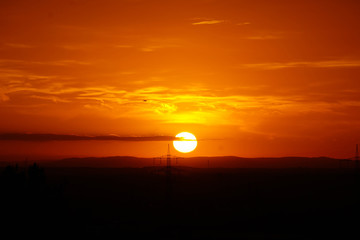 PLane arrives landing Frankfurt am Main Airpot in Sunrise Fall