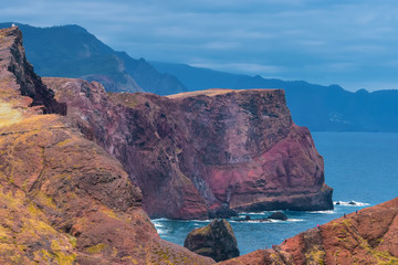 Steep cliffs in Madeira and the Atlantic Ocean. Taken at St. Lawrence Peninsula