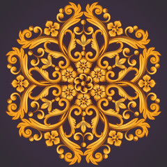 Beautiful round ornamental element for design in yellow orange colors.