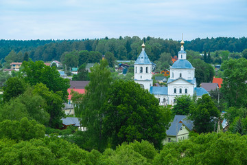 Fototapeta na wymiar Borovsk, Russia - May, 25, 2019: image of landscape with the image of the Paphnutius monastery in Borovsk, Russia