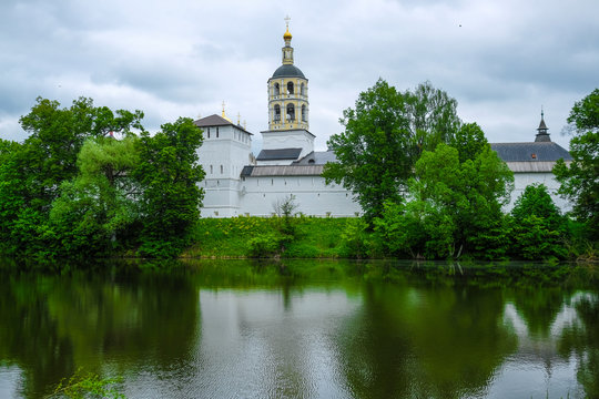 landscape with the image of the Paphnutius monastery in Borovsk, Russia