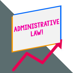 Conceptual hand writing showing Administrative Law. Concept meaning Body of Rules regulations Orders created by a government Blank rectangle above another arrow zigzag upwards sale