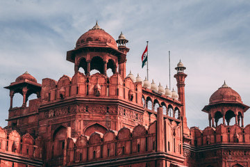 India travel tourism background - Red Fort (Lal Qila) Delhi - World Heritage Site. Delhi, India