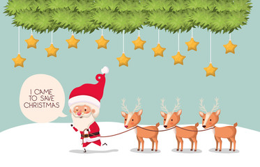 cute santa claus with reindeer character
