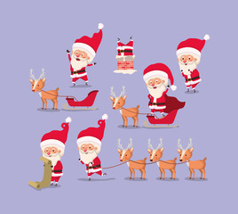 group of santa claus and reindeer