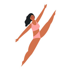 Body positive. Pretty plus size woman isolated on white backgroung. Flat vector illustration