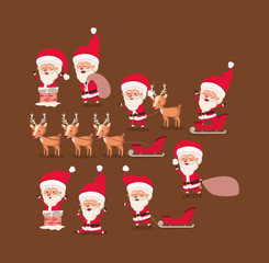 group of santa claus and reindeer